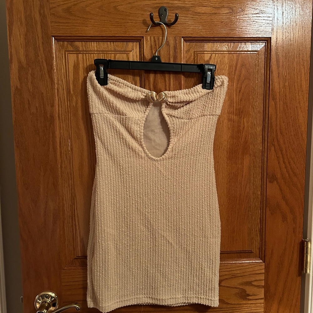 SHEIN Beige Ribbed Knit Dress